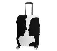 TKJMCSW Copertura per bagagli con silhouette di una coppia di facce approvata TSA, copertura elastica lavabile per valigie, antigraffio, adatta per custodie da 48-76 cm (), bianco, S