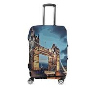 TKJMCSW Copertura per bagagli con Tower Bridge in Londra, approvata TSA, elastica, lavabile, antigraffio, adatta per valigie da 48-76 cm, bianco, M