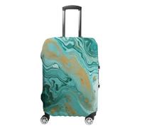 TKJMCSW Copertura per bagagli in marmo color foglia di tè e oro, approvata TSA, copertura elastica lavabile, antigraffio, per valigie da viaggio, adatta per custodie da 48-76 cm, bianco, L