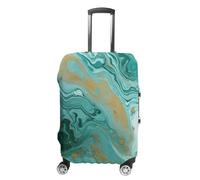 TKJMCSW Copertura per bagagli in marmo color foglia di tè e oro, approvata TSA, copertura elastica lavabile, antigraffio, per valigie da viaggio, adatta per custodie da 48-76 cm, bianco, S