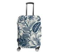 TKJMCSW Copertura per bagagli in stile bianco e blu, approvata TSA, per valigie, elastica e lavabile, antigraffio, adatta per custodie da 48-76 cm, bianco, L
