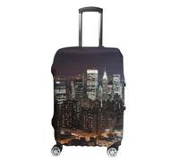 TKJMCSW Copertura per bagagli New York Night approvata TSA, per valigie, elastica, lavabile, antigraffio, adatta per custodie da 48-76 cm, bianco, L