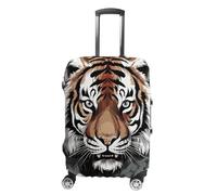 TKJMCSW Doodle Tiger, copertura per valigie approvata TSA, elastica, lavabile, antigraffio, adatta per custodie da 48-76 cm, bianco, M