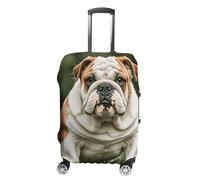 TKJMCSW Graziosa copertura per bagagli con bulldog inglese approvata TSA, copertura elastica lavabile per valigie, antigraffio, adatta per custodie da 48-76 cm, bianco, S