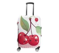 TKJMCSW Graziosa copertura per bagagli con ciliegia, approvata TSA, per valigie, elastica e lavabile, antigraffio, adatta per custodie da 48-76 cm, bianco, M