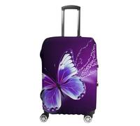 TKJMCSW Graziosa copertura per bagagli viola con farfalla approvata TSA, copertura elastica lavabile per valigie da viaggio, antigraffio, adatta per custodie da 48-76 cm (), bianco, M