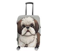 TKJMCSW Shih Tzu Copertura per bagagli per cani approvata TSA, copertura elastica lavabile per valigie, antigraffio, adatta per custodie da 48-76 cm, bianco, L