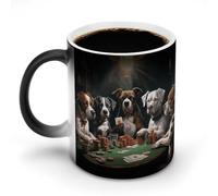 TKJMCSW Tazza da caffè da 325 ml che gioca a poker con cani che cambiano colore, tazze da caffè che cambiano il calore con manico, tazza magica sensibile al calore, per donne e uomini, divertente