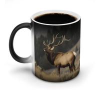 TKJMCSW Tazza da caffè da 325 ml, con alce toro che cambia colore, tazze da caffè che cambiano il calore con manico, tazza magica sensibile al calore, per donne e uomini, divertente tazza in ceramica