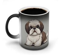 TKJMCSW Tazza da caffè da 325 ml, con cane Shih Tzu, cambia colore, con manico, tazza magica sensibile al calore, per donne e uomini, divertente, in ceramica, per tè, latte, latte, cacao