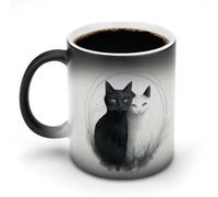 TKJMCSW Tazza da caffè da 325 ml, con due gatti che si abbracciano e cambiano colore, tazze da caffè che cambiano il calore con manico, tazza magica sensibile al calore, per donne e uomini, divertente