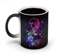 TKJMCSW Tazza da caffè da 325 ml con musica colorata che cambia colore, tazze da caffè che cambiano il calore con manico, tazza magica sensibile al calore, per donne e uomini, divertente tazza in