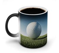 TKJMCSW Tazza da caffè da 325 ml, con pallina da golf, cambia colore, tazze da caffè con manico, tazza magica sensibile al calore, per donne e uomini, divertente tazza in ceramica per tè, latte, latte