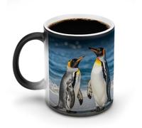 TKJMCSW Tazza da caffè da 325 ml, con pinguino e mare, che cambia colore, con manico, tazza magica sensibile al calore, per donne e uomini, divertente tazza in ceramica per tè, latte, latte, cacao