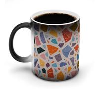 TKJMCSW Tazza da caffè da 325 ml, in marmo terrazzo, colori pastello, tazze da caffè che cambiano il calore, con manico, tazza magica sensibile al calore, per donne e uomini, divertente tazza in