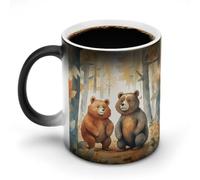 TKJMCSW Tazza da caffè da 325 ml, motivo: orso in boschi, cambia colore, tazze da caffè con manico, tazza magica sensibile al calore, per donne e uomini, divertente tazza in ceramica per tè, latte