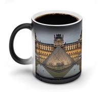 TKJMCSW Tazza da caffè da 325 ml, Museo del Louvre a Parigi, tazze da caffè che cambiano colore, tazze da caffè con manico, tazza magica sensibile al calore, per donne e uomini, divertente tazza in