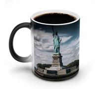 TKJMCSW Tazza da caffè da 325 ml, Statua della Libertà a New York, tazze da caffè che cambiano colore, tazze da caffè con manico, tazza magica sensibile al calore, per donne e uomini, divertente tazza