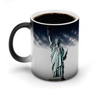 TKJMCSW Tazza da caffè da 325 ml, Statua della Libertà che cambia colore, tazze da caffè che cambiano il calore con manico, tazza magica sensibile al calore, per donne e uomini, divertente tazza in