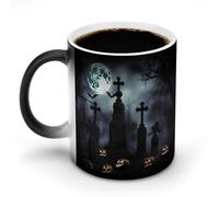 TKJMCSW Tazza da caffè da 325 ml, stile gotico Happy Halloween, cambia colore, con manico, tazza magica sensibile al calore, per donne e uomini, divertente, in ceramica, per tè, latte, latte, cacao