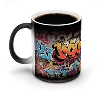 TKJMCSW Tazza da caffè da 325 ml, stile hip hop, cambia colore, con manico, tazza magica sensibile al calore, per donne e uomini, divertente, in ceramica, per tè, latte, cacao