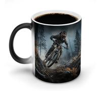 TKJMCSW Tazza da caffè da 325 ml, torneo di mountain bike, cambia colore, tazze da caffè con manico, tazza magica sensibile al calore, per donne e uomini, divertente tazza in ceramica per tè, latte