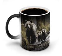 TKJMCSW Tazze che cambiano colore con orso mamma e capelli, tazze da caffè con manico, tazza magica sensibile al calore per donne e uomini, tazza divertente in ceramica per tè, latte