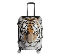 TKJMCSW Tiger - Copertura per bagagli approvata TSA, per valigie, elastica, lavabile, antigraffio, adatta per custodie da 48-76 cm, bianco, L