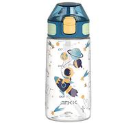 TKK 3002 - Borraccia per bambini, 500 ml, a prova di perdite, con cannuccia, senza BPA, utilizzabile con una sola mano, colore blu per l'asilo, scuola