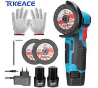 TKKEACE 12V 19500Rpm Mini Smerigliatrice angolare ricaricabile spazzolata 2 batterie Utensili per lucidatura per macchine da taglio per legno, acciaio e pietra
