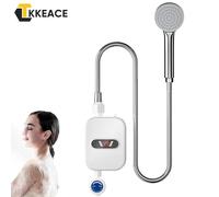 TKKEACE 3500W Elettrico Mini Riscaldatore di Acqua Calda Istantanea Rubinetto del Bagno Rubinetto di Riscaldamento 3 Secondi Riscaldatore di Acqua Istantaneo Soffione doccia Set WHITE