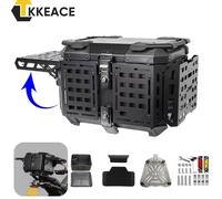 TKKEACE Baule per moto Bauletto per moto in alluminio Scatola per casco Scatola per coda per moto impermeabile Strumento per valigia posteriore per moto 45L stainless steel