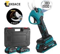 TKKEACE Cesoie elettriche da potatura senza spazzole da 30 mm 2 marce Cordless Giardino Albero da frutto Bonsai Strumento di abbellimento per Makita 18V Batteria Pin