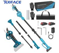 TKKEACE Cordless Brushless Forbici per rami alti 40MM Cesoie elettriche da potatura 2M Palo di prolunga Trimmer da giardino per batteria Makita With 2 batteries 1 charger