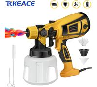 TKKEACE Pistola a spruzzo elettrica da 1400 ml, aerografo con verniciatura in acciaio, 4 ugelli adatti per mobili, recinzioni, porte a muro, lavori fai da te 850W Yellow