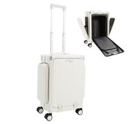 TkkMivcOC Bagaglio a mano, valigetta con apertura frontale e porta di ricarica USB e 4 ruote a 360°, serratura a combinazione, valigetta in PC e lega di alluminio, bianco, 20 Zoll, moderno
