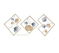 TkkMivcOC Gingko - Set di 3 decorazioni da parete in metallo, per camera da letto, soggiorno, decorazione da parete, grande decorazione da parete, in metallo, per camera da letto, soggiorno, oro