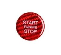 TKLGFEK Carbon Fiber Car Engine Start Stop Button Trim Sticker Key Ring Interior Accessories Compatible for Audi A3 A4 A5 A6 C5 C6 Q5 Q7 S3 S6 S7(Engine Sticker Red)