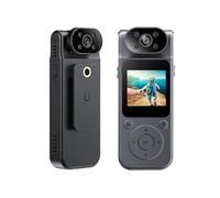 TKMARS Action Cam 1080P WiFi（ Inglese Disponibile）, 170° Grandangolare Antidistorsione + Lente Rotante 180°, Registrazione Circolare, Visione Notturna IR, Clip Magnetica/Multifunzione, Autonomia 7H