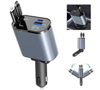 TKMARS Caricabatteria da auto Accendisigari USB C USB a ricarica rapida Max 86W 2 cavi retrattile per iPad,Galaxy,Google - Caricabatterie per telefono portatile camion campeggio auto