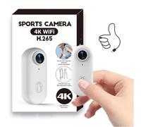 TKMARS Mini Telecamera Sportiva 4K Impermeabile con WiFi, Telecamera Moto Magnete e Accessori Multiuso - Ideale per Caschi, Sport Estremi e Avventure Subacquee,Bianco