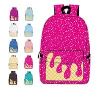 TKNIBEEN Ice Cream Drip Backpack, Ice Cream Backpack for Boys, Ice Creams Backpacks for Girls, With Side Pockets Cute Lightweigh (Rose Red)