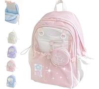 TKNIBEEN Rosy Posy Backpack, Rosyposy Backpack, Cream Star Drawstring Chicchoi Double Shoulder Bag with Cute Star Removable Pouch (Pink)