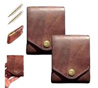 TKNIBEEN Vintage Handmade Leather Wallet, Multifunctional Compact Wallet, Multifunctional Handmade Leathers Wallets for Men, Leather Card Wallets, Slim Card Holder with Built-In Pen Slot (2pcs)
