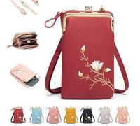 TKNIBEEN Women Sling Cross-Body Wallet with Mobile Cell Phone Holder, Cross Body Wallet, Large Crossbody Bags for Women Travel (Wine Red)