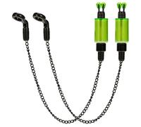 TKOWTB 2pcs Allarmi Morso Carpa Pesca Ganci Bobine Swingers Indicatori Allarme Pesca Swinger Catena Acciaio Morso Allarme Verde