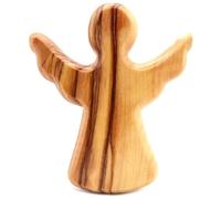TKOWTB Angelo in legno d'ulivo per preghiera per battesimo e regalo di | Angelo compatto in legno d'ulivo lucidato a mano che offre un ausilio mirato per la preghiera per la meditazione