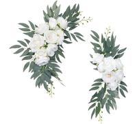 TKOWTB Kit per arco nuziale con fiori di eucalipto, per interni ed esterni | La decorazione floreale ad arco fatta a mano con petali arricciati e foglie traslucide offre un realismo realistico per