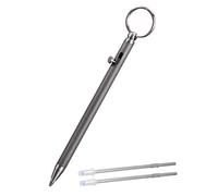 TKP1 Mini penna a sfera in titanio EDC Bolt Action Penna a sfera in metallo con mine di ricambio nere e anello portachiavi, penna creativa per lavoro, business (grigio scuro)