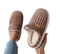 TKQBDBG Pantofole Cotone Unisex di Mulo in Peluche A Costole Unisex, Taglio Chiuso Caldo Antiscivolo Invernale Indoor Slip su Scarpe da Casa